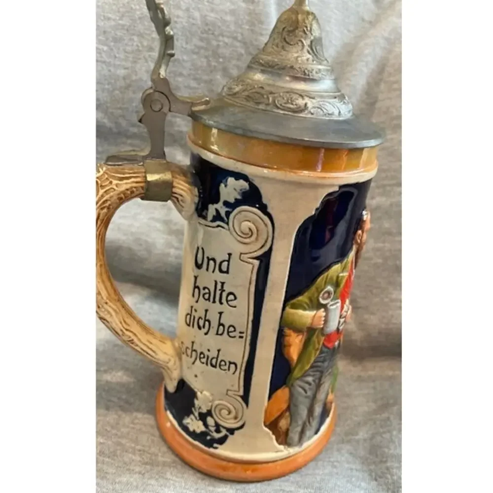 Vintage Reinhold Merkelbach Beer Stein Pewter Lid 8" Tall - Picture 2 of 5